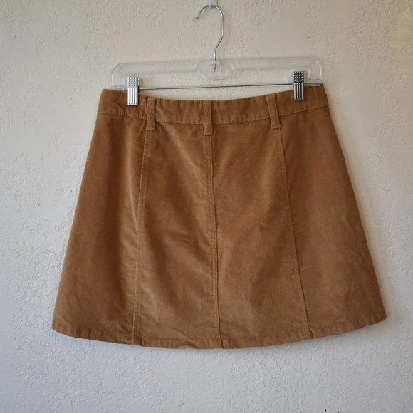Boho Corduroy Button Front Skirt Mini Sz 29 Camel Retro 70s Cowgirl Western - Picture 5 of 13